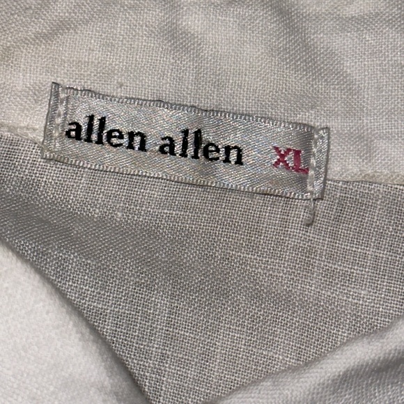 Allen Allen White 100% Linen Roll Tab Sleeves Button Down Top - Picture 9 of 10